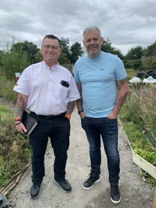 A Veteran and Defence Medical Welfare Service's Davy Thomson pose during our BBQ at Linburn
