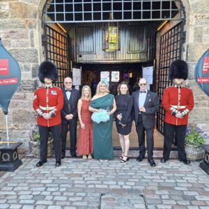 LVC team and Gail from the ABF pose with 2 Scots Guards
