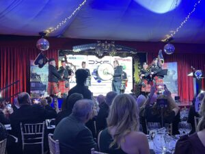 Pipe band playing at the Scottish Veterans Awards